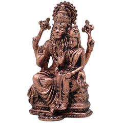 Copper Sri Lakshmi Narasimha Idol, Lakshmi Sameta Narasimha Swamy Tamraloha Murti for Home Puja & Mandir Worship, Brown, 2.5 Inch, 1 Piece