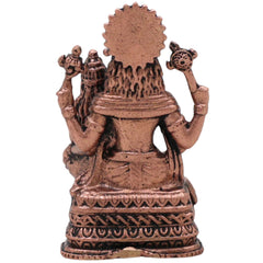 Copper Sri Lakshmi Narasimha Idol, Lakshmi Sameta Narasimha Swamy Tamraloha Murti for Home Puja & Mandir Worship, Brown, 2.5 Inch, 1 Piece