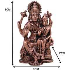 Copper Sri Lakshmi Narasimha Idol, Lakshmi Sameta Narasimha Swamy Tamraloha Murti for Home Puja & Mandir Worship, Brown, 2.5 Inch, 1 Piece