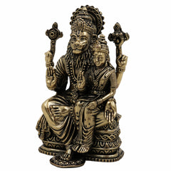 Lakshmi Narasimha Swamy Brass Idol – Ugra Narasimha Murti | Lakshmi Narasimhar Peetal Statue for Pooja, Decor & Gift,Gold, 4 Inch, 1 Piece