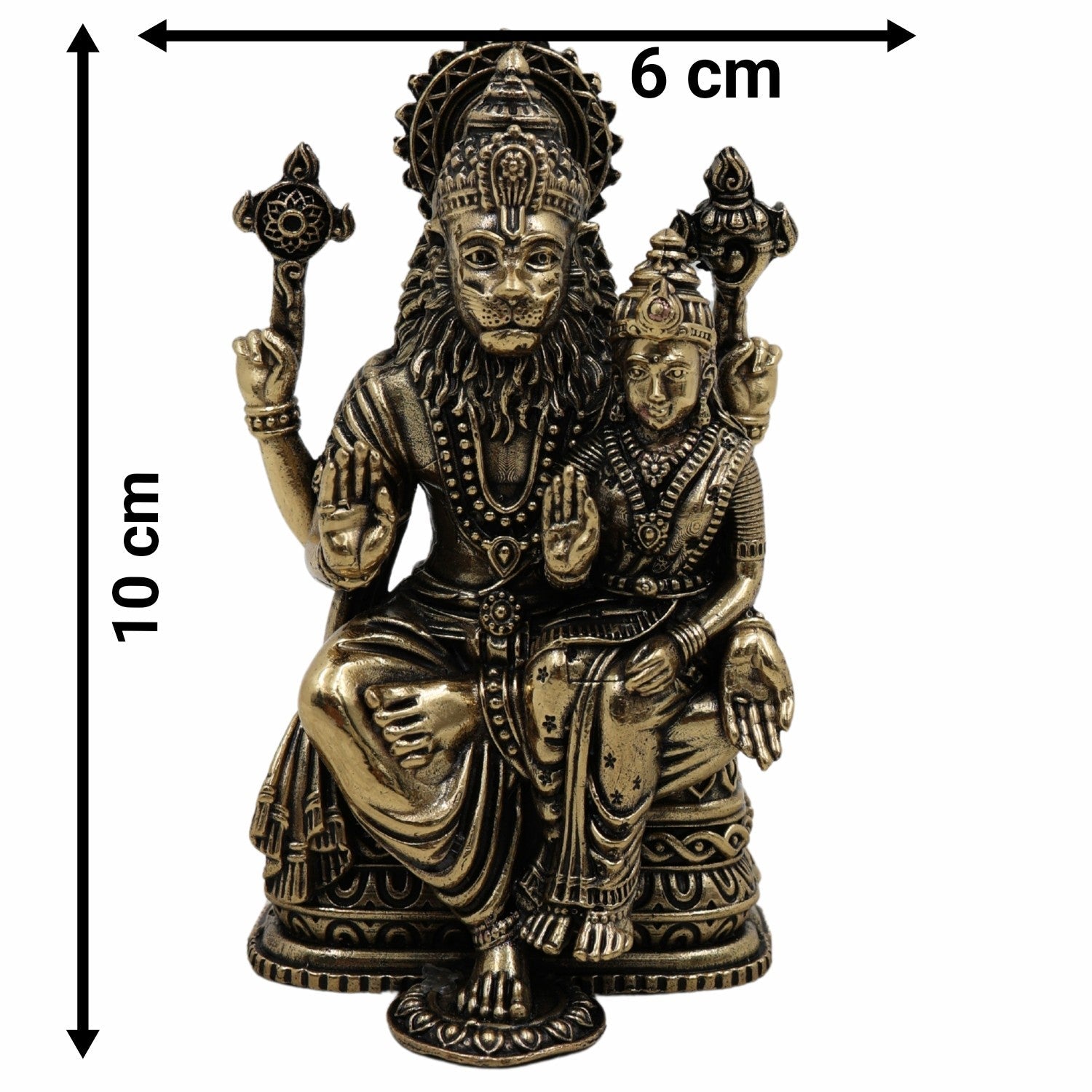 Lakshmi Narasimha Swamy Brass Idol – Ugra Narasimha Murti | Lakshmi Narasimhar Peetal Statue for Pooja, Decor & Gift,Gold, 4 Inch, 1 Piece