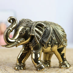 Handcrafted Brass Elephant, Gaja, Hathi, Gajraj, Aana, Yanai, Gajendra, Peetal Gajavahan for Home, Temple, Vastu, Gift Decor,Gold, 3 Inch, 1 Piece