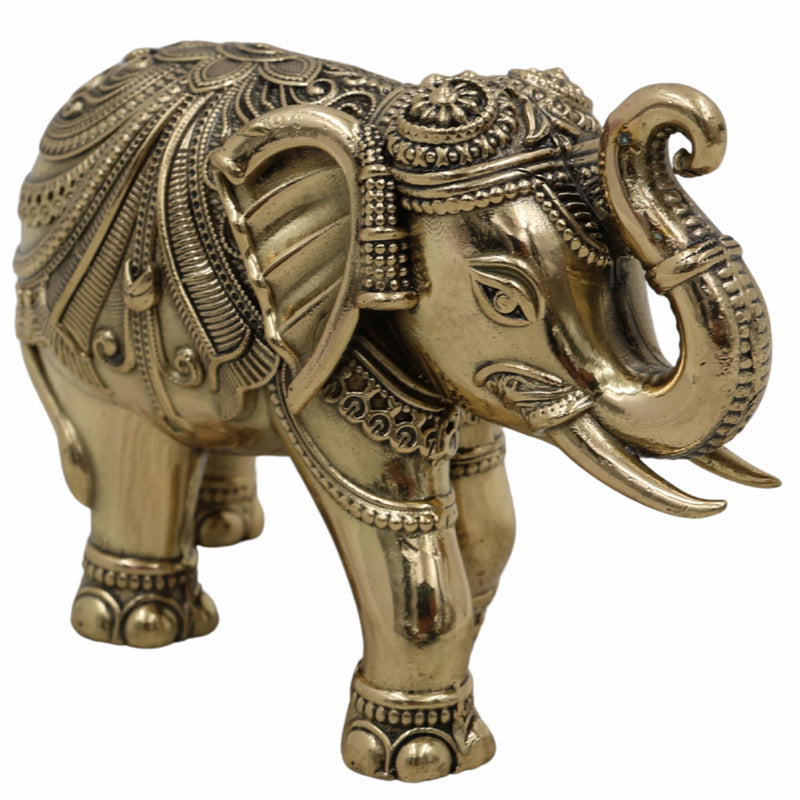 Handcrafted Brass Elephant, Gaja, Hathi, Gajraj, Aana, Yanai, Gajendra, Peetal Gajavahan for Home, Temple, Vastu, Gift Decor,Gold, 3 Inch, 1 Piece