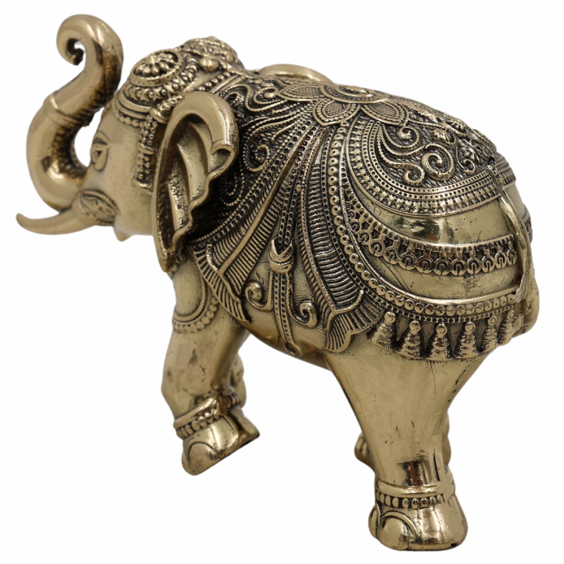 Handcrafted Brass Elephant, Gaja, Hathi, Gajraj, Aana, Yanai, Gajendra, Peetal Gajavahan for Home, Temple, Vastu, Gift Decor,Gold, 3 Inch, 1 Piece
