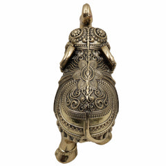 Handcrafted Brass Elephant, Gaja, Hathi, Gajraj, Aana, Yanai, Gajendra, Peetal Gajavahan for Home, Temple, Vastu, Gift Decor,Gold, 3 Inch, 1 Piece