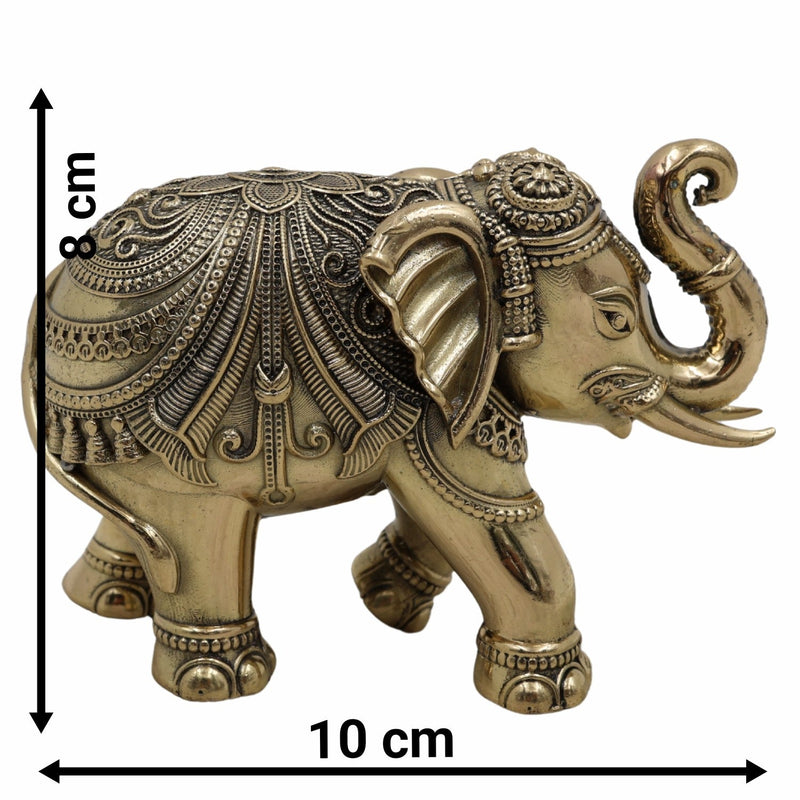 Handcrafted Brass Elephant, Gaja, Hathi, Gajraj, Aana, Yanai, Gajendra, Peetal Gajavahan for Home, Temple, Vastu, Gift Decor,Gold, 3 Inch, 1 Piece