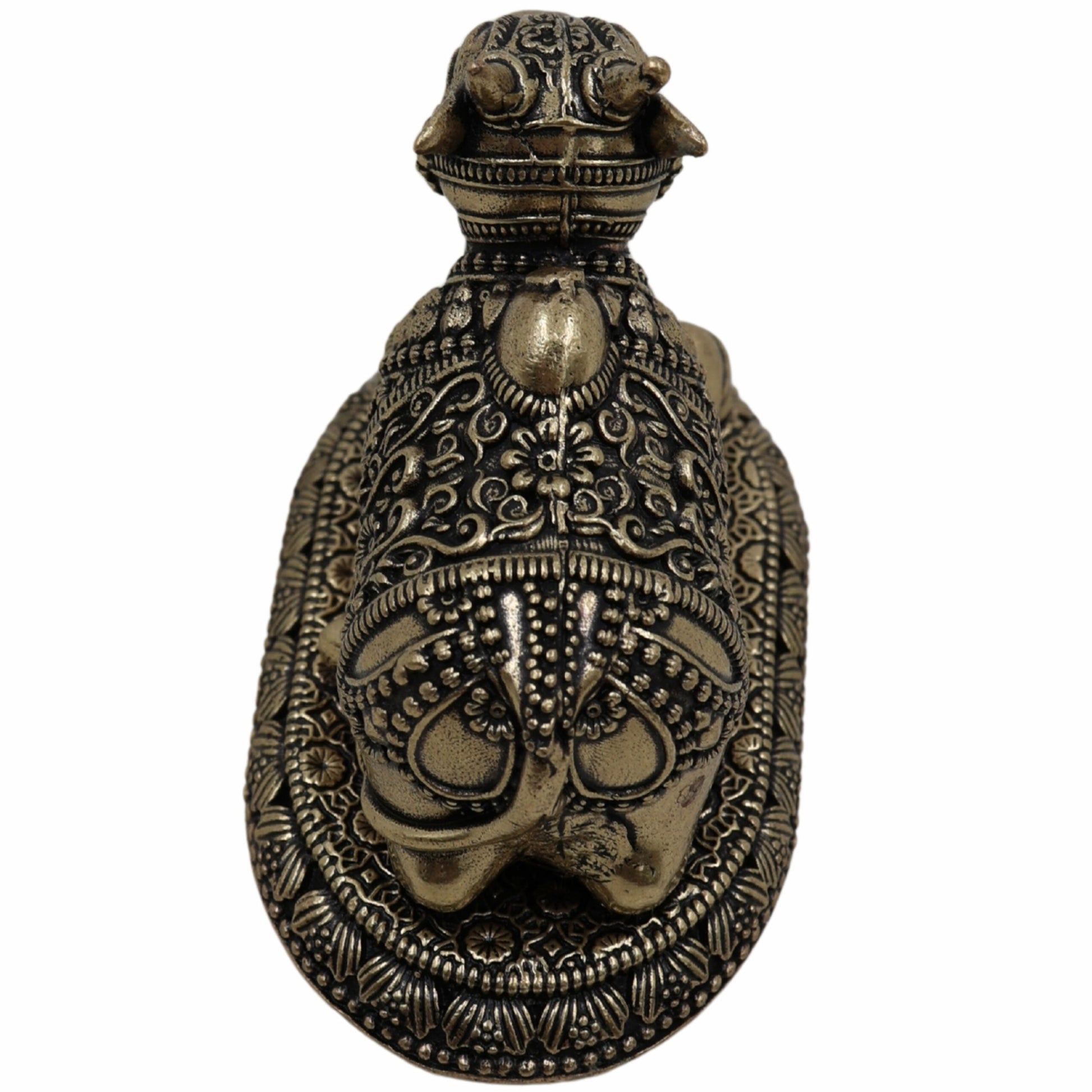 Handcrafted Brass Nandi, Nandikeshwara Basava, Shiva Vahana Vrishabha for Puja, Vastu & Home Decor,Gold, 2 Inch, 1 Piece