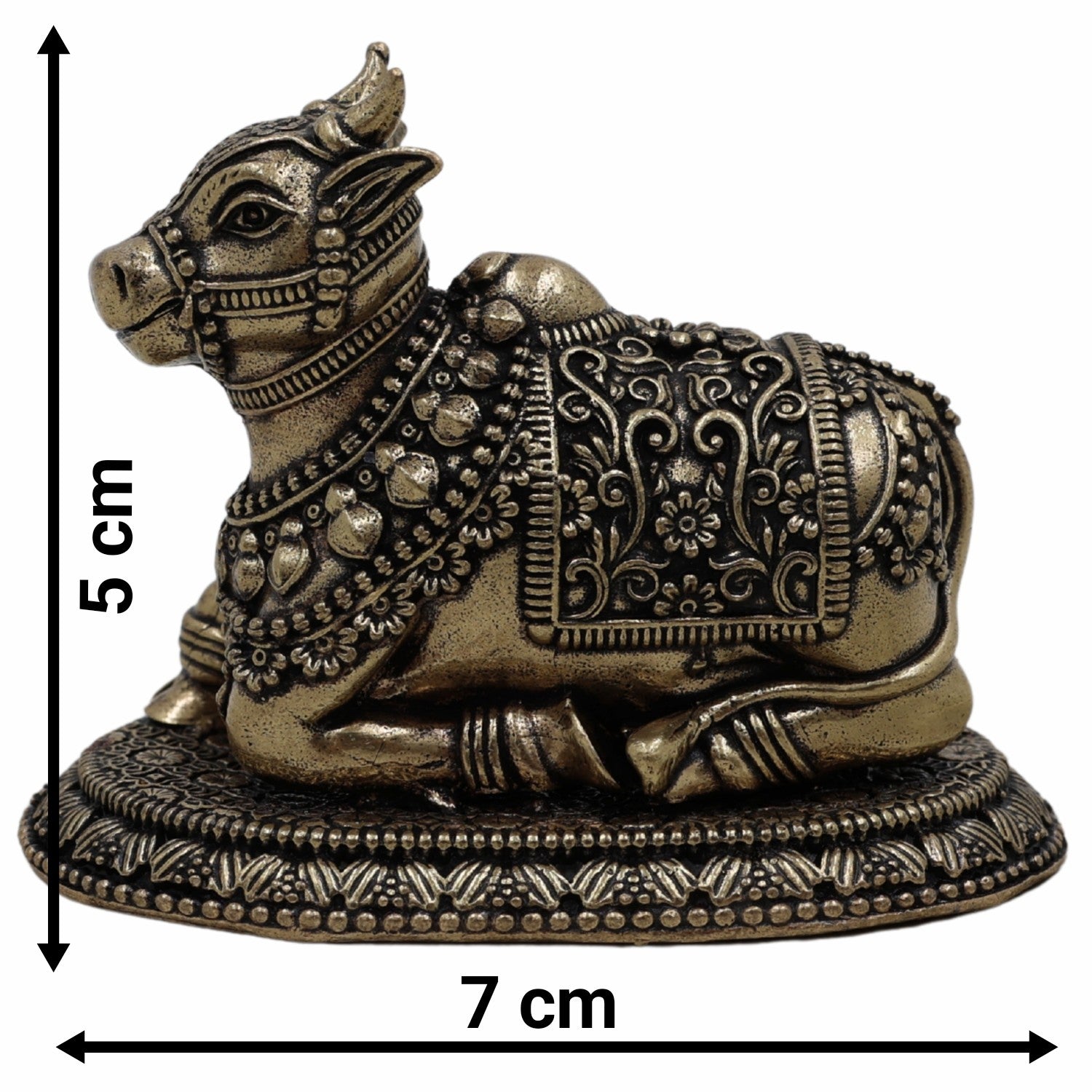 Handcrafted Brass Nandi, Nandikeshwara Basava, Shiva Vahana Vrishabha for Puja, Vastu & Home Decor,Gold, 2 Inch, 1 Piece