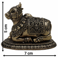 Handcrafted Brass Nandi, Nandikeshwara Basava, Shiva Vahana Vrishabha for Puja, Vastu & Home Decor,Gold, 2 Inch, 1 Piece