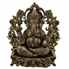 Brass Ganesh Idol, Ganapati Murti, Vighnaharta Statue for Pooja, Home Temple, Decor, Ganesh Chaturthi & Gifts,Gold, 4.5 Inch, 1 Piece