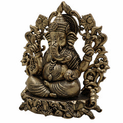 Brass Ganesh Idol, Ganapati Murti, Vighnaharta Statue for Pooja, Home Temple, Decor, Ganesh Chaturthi & Gifts,Gold, 4.5 Inch, 1 Piece
