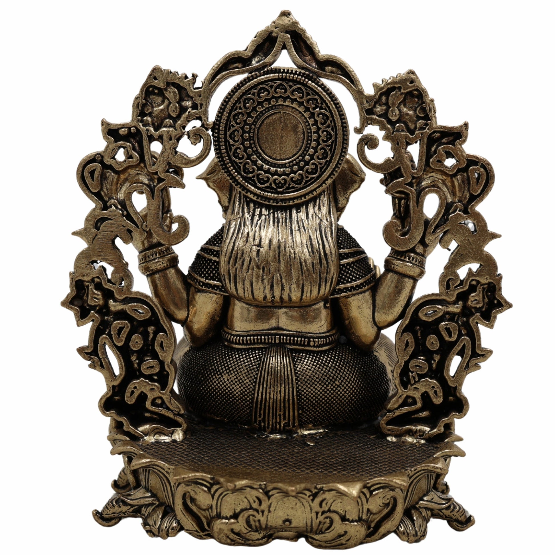 Brass Ganesh Idol, Ganapati Murti, Vighnaharta Statue for Pooja, Home Temple, Decor, Ganesh Chaturthi & Gifts,Gold, 4.5 Inch, 1 Piece