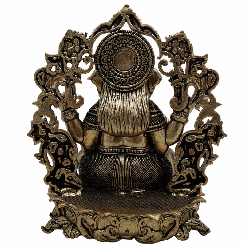 Brass Ganesh Idol, Ganapati Murti, Vighnaharta Statue for Pooja, Home Temple, Decor, Ganesh Chaturthi & Gifts,Gold, 4.5 Inch, 1 Piece