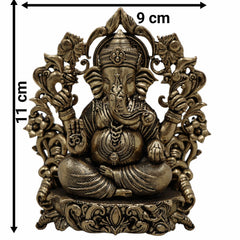 Brass Ganesh Idol, Ganapati Murti, Vighnaharta Statue for Pooja, Home Temple, Decor, Ganesh Chaturthi & Gifts,Gold, 4.5 Inch, 1 Piece