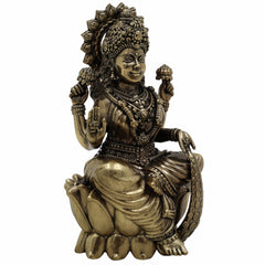 Handcrafted Brass Lakshmi Idol – Mahalakshmi, Gaja Lakshmi, Shri Devi, Kamala, Padma – Pital Murti for Pooja, Mandir, Diwali, Vastu, and Gifts,Gold, 4.5 Inch, 1 Piece