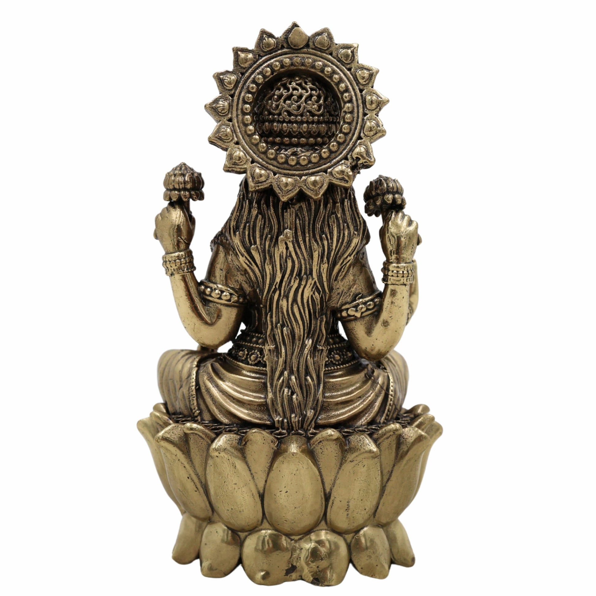 Handcrafted Brass Lakshmi Idol – Mahalakshmi, Gaja Lakshmi, Shri Devi, Kamala, Padma – Pital Murti for Pooja, Mandir, Diwali, Vastu, and Gifts,Gold, 4.5 Inch, 1 Piece