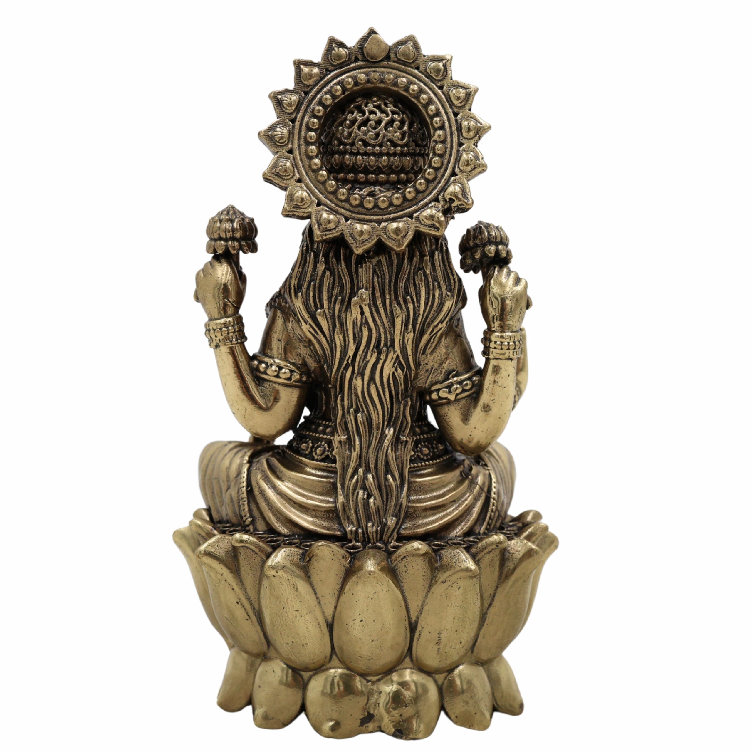 Handcrafted Brass Lakshmi Idol – Mahalakshmi, Gaja Lakshmi, Shri Devi, Kamala, Padma – Pital Murti for Pooja, Mandir, Diwali, Vastu, and Gifts,Gold, 4.5 Inch, 1 Piece