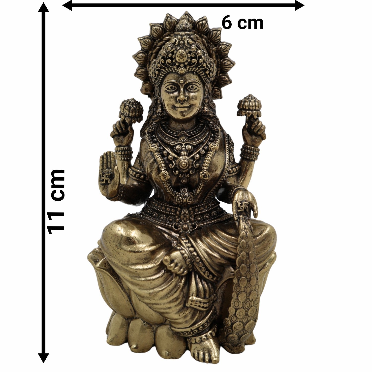Handcrafted Brass Lakshmi Idol – Mahalakshmi, Gaja Lakshmi, Shri Devi, Kamala, Padma – Pital Murti for Pooja, Mandir, Diwali, Vastu, and Gifts,Gold, 4.5 Inch, 1 Piece