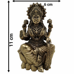 Handcrafted Brass Lakshmi Idol – Mahalakshmi, Gaja Lakshmi, Shri Devi, Kamala, Padma – Pital Murti for Pooja, Mandir, Diwali, Vastu, and Gifts,Gold, 4.5 Inch, 1 Piece