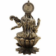 Brass Saraswati Idol, Maa Saraswati Murti, Sharada Statue, Vagdevi Sculpture, Goddess of Knowledge, Wisdom & Arts for Home Temple, Pooja Room & Study Decor,Gold, 4.5 Inch, 1 Piece