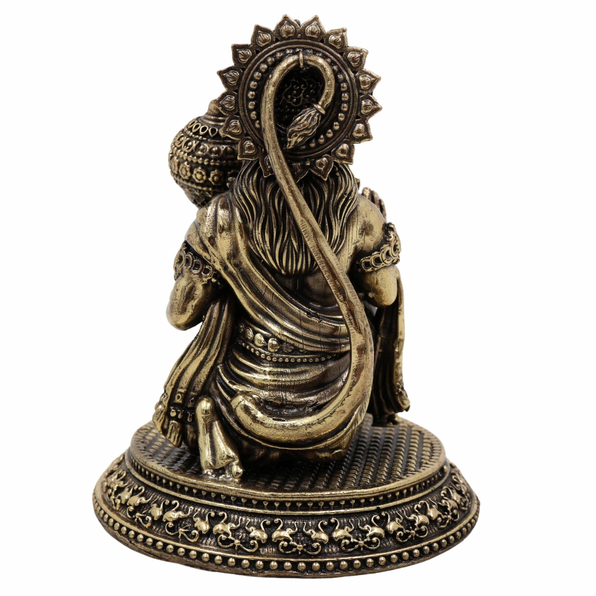 Brass Hanuman Idol – Anjaneya, Bajrangbali, Pavanputra, Sankat Mochan, Veer Hanuman Murti for Puja, Home Temple & Gifts,Gold, 4.5 Inch, 1 Piece