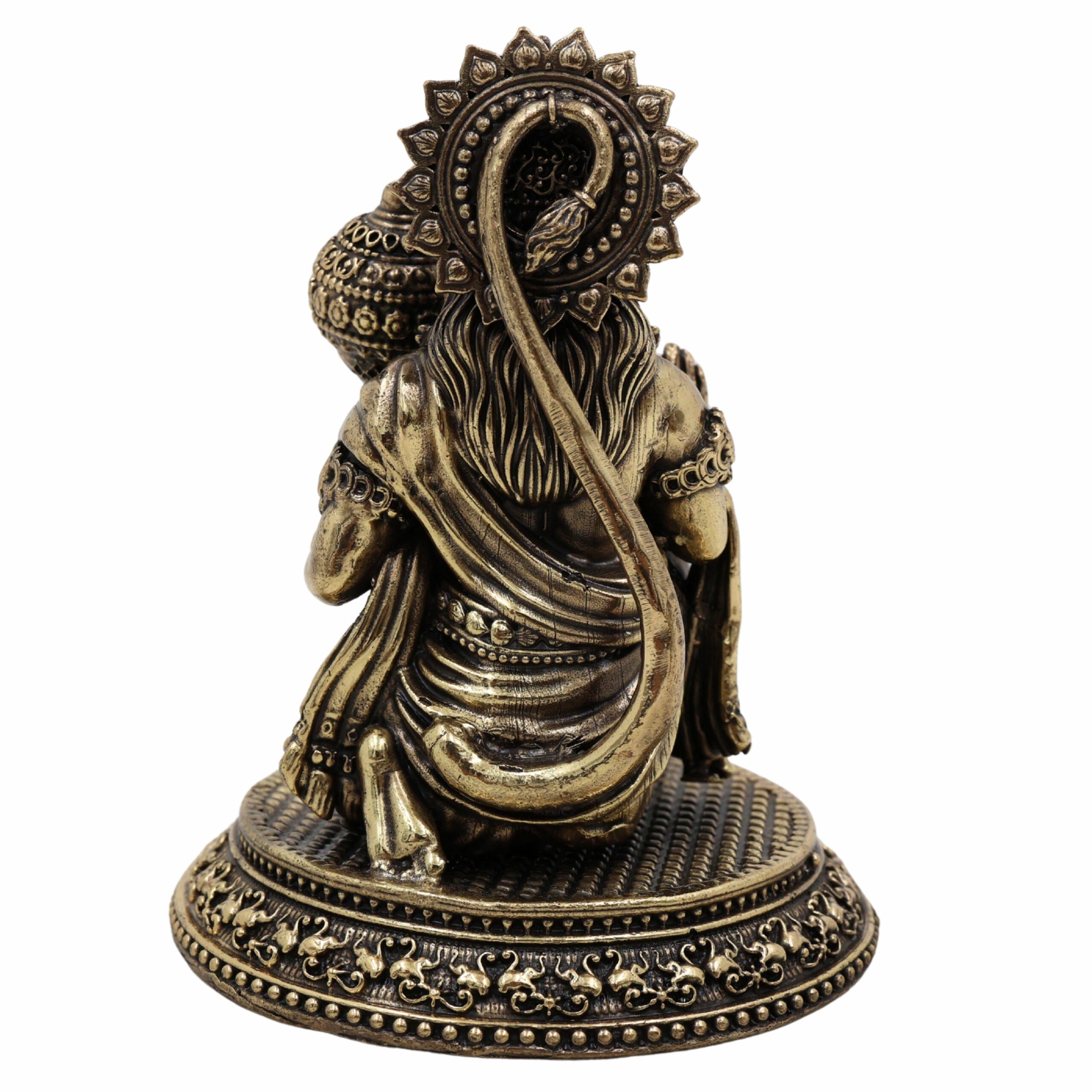 Brass Hanuman Idol – Anjaneya, Bajrangbali, Pavanputra, Sankat Mochan, Veer Hanuman Murti for Puja, Home Temple & Gifts,Gold, 4.5 Inch, 1 Piece