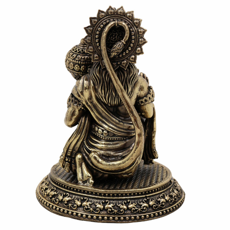 Brass Hanuman Idol – Anjaneya, Bajrangbali, Pavanputra, Sankat Mochan, Veer Hanuman Murti for Puja, Home Temple & Gifts,Gold, 4.5 Inch, 1 Piece
