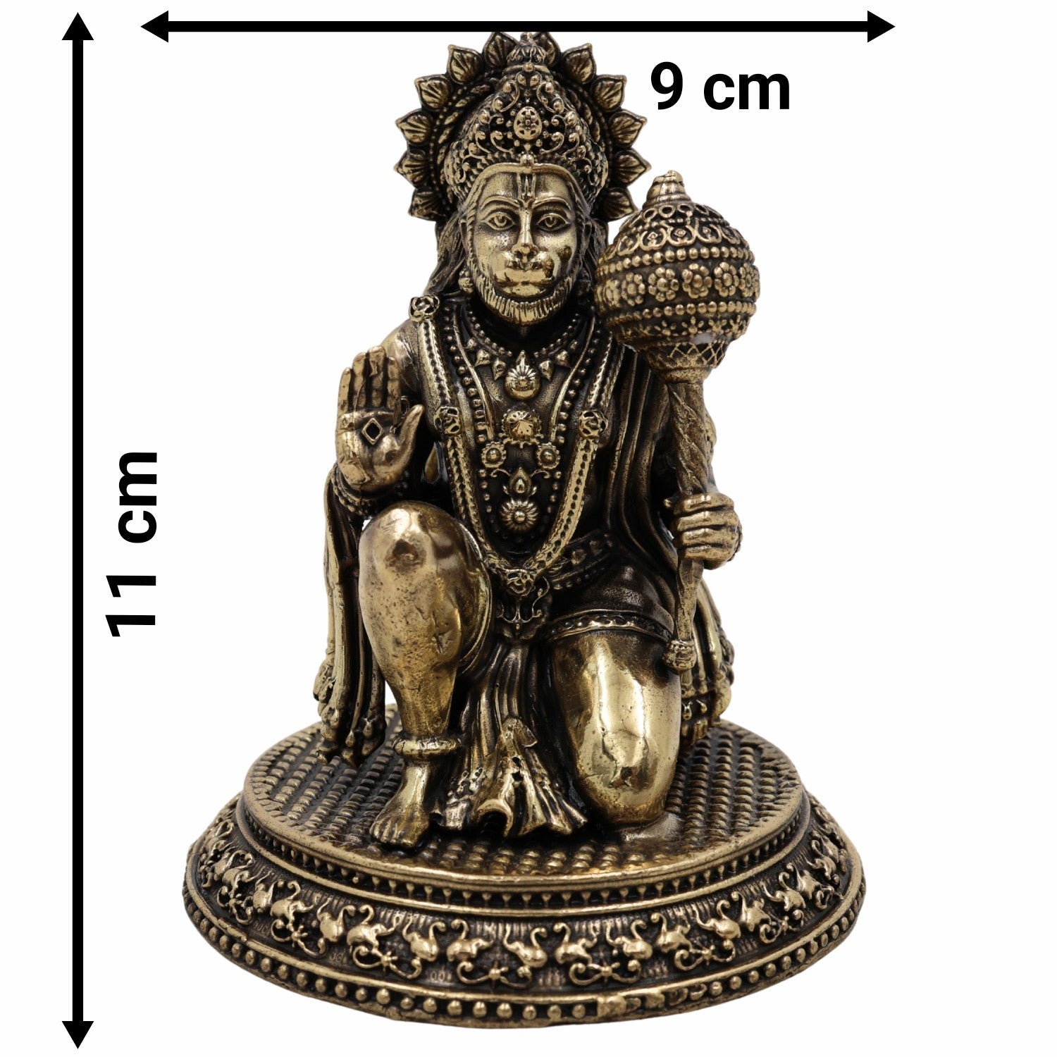 Brass Hanuman Idol – Anjaneya, Bajrangbali, Pavanputra, Sankat Mochan, Veer Hanuman Murti for Puja, Home Temple & Gifts,Gold, 4.5 Inch, 1 Piece