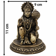 Brass Hanuman Idol – Anjaneya, Bajrangbali, Pavanputra, Sankat Mochan, Veer Hanuman Murti for Puja, Home Temple & Gifts,Gold, 4.5 Inch, 1 Piece