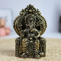 Brass Ganesh Idol – Vinayaka, Ganapati, Vighnaharta, Pillaiyar, Siddhivinayak Murti for Home, Mandir, Pooja & Gifts – Handcrafted Peetal Ganpati Statue,Gold, 4.5 Inch, 1 Piece