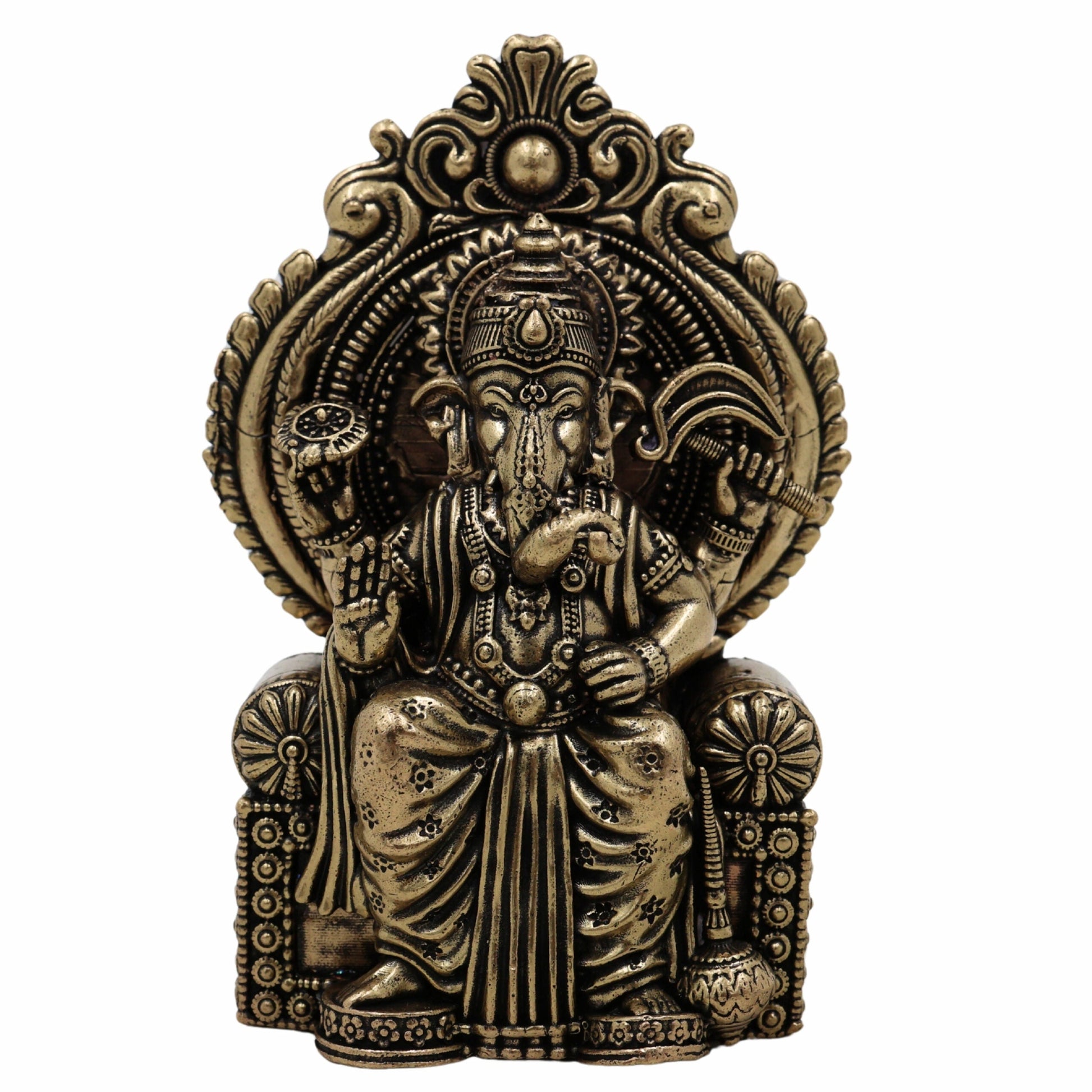 Brass Ganesh Idol – Vinayaka, Ganapati, Vighnaharta, Pillaiyar, Siddhivinayak Murti for Home, Mandir, Pooja & Gifts – Handcrafted Peetal Ganpati Statue,Gold, 4.5 Inch, 1 Piece