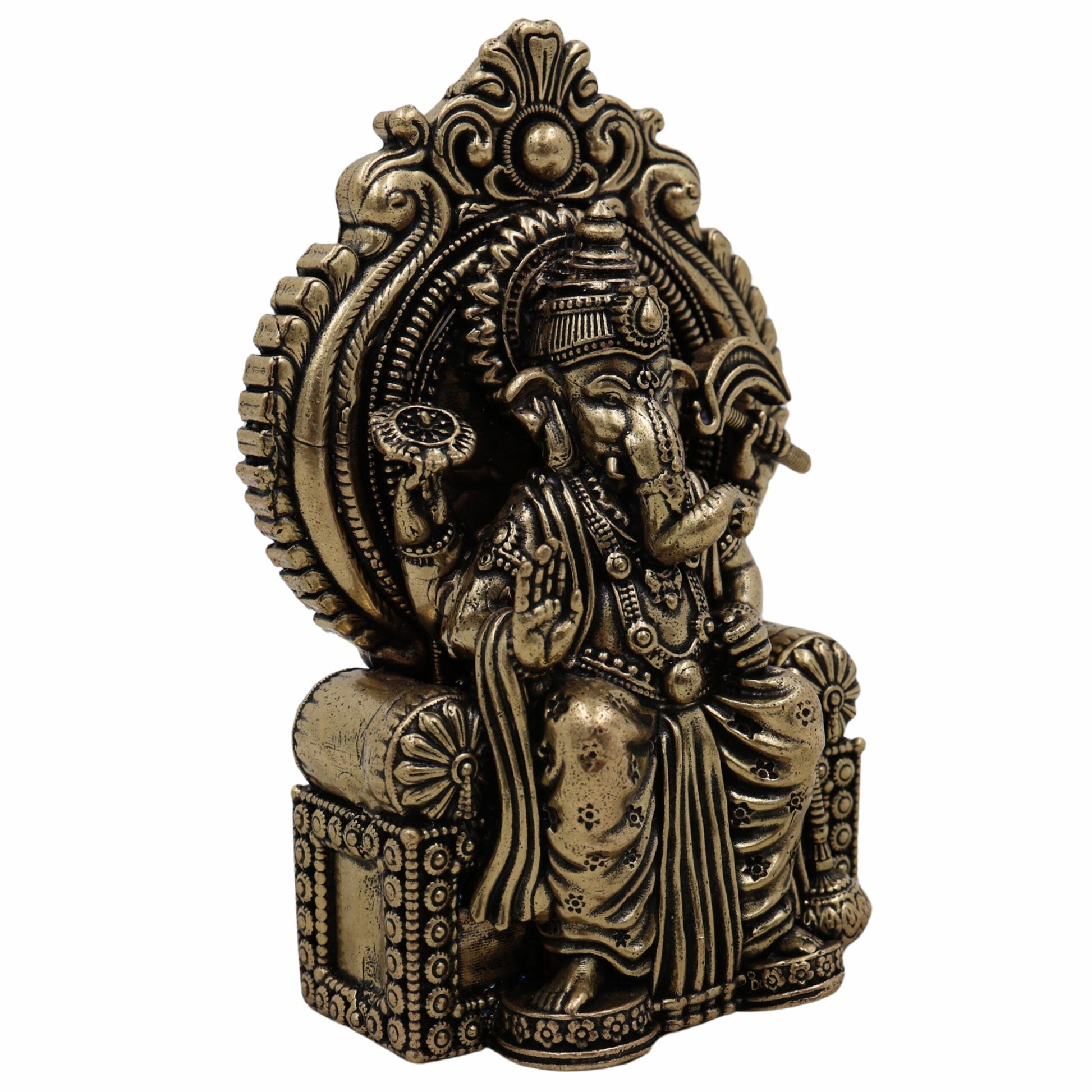 Brass Ganesh Idol – Vinayaka, Ganapati, Vighnaharta, Pillaiyar, Siddhivinayak Murti for Home, Mandir, Pooja & Gifts – Handcrafted Peetal Ganpati Statue,Gold, 4.5 Inch, 1 Piece