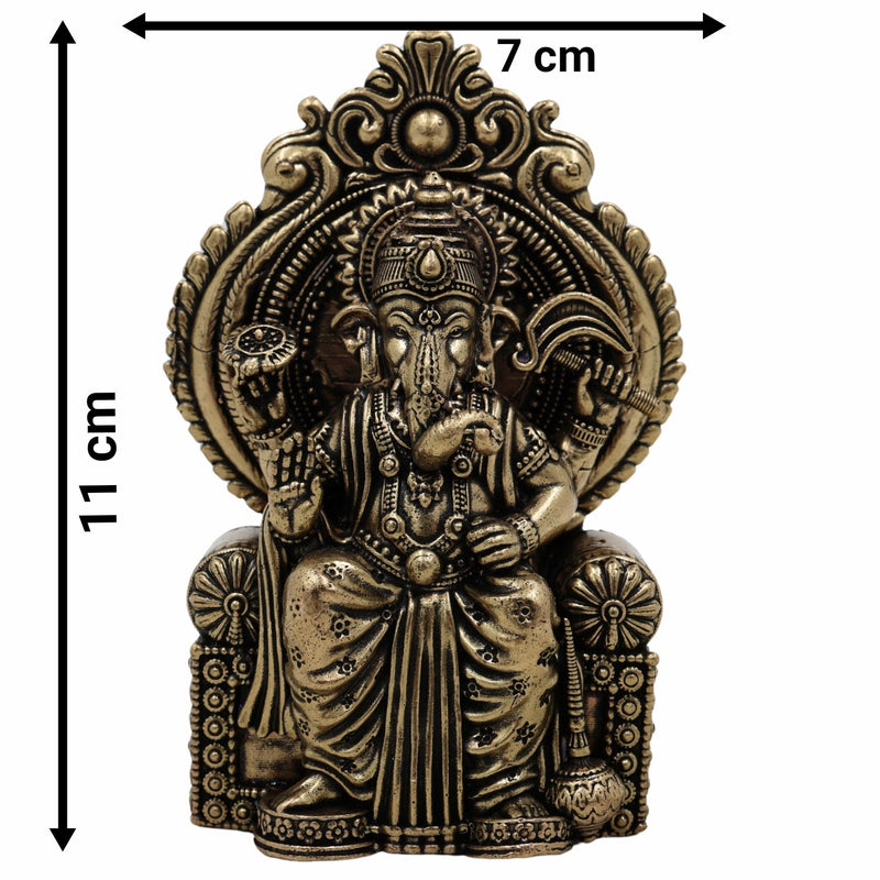 Brass Ganesh Idol – Vinayaka, Ganapati, Vighnaharta, Pillaiyar, Siddhivinayak Murti for Home, Mandir, Pooja & Gifts – Handcrafted Peetal Ganpati Statue,Gold, 4.5 Inch, 1 Piece