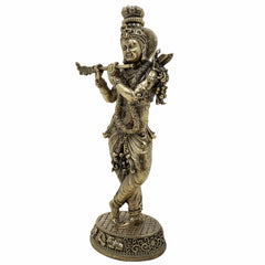 Brass Krishna Idol | Murlidhar Kanha Gopal Govinda Murti | Handmade Shree Krishna Statue for Home Temple, Janmashtami & Gift,Gold, 6.5 Inch, 1 Piece