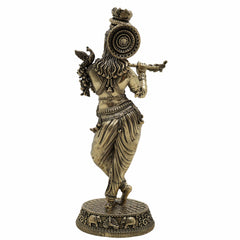Brass Krishna Idol | Murlidhar Kanha Gopal Govinda Murti | Handmade Shree Krishna Statue for Home Temple, Janmashtami & Gift,Gold, 6.5 Inch, 1 Piece
