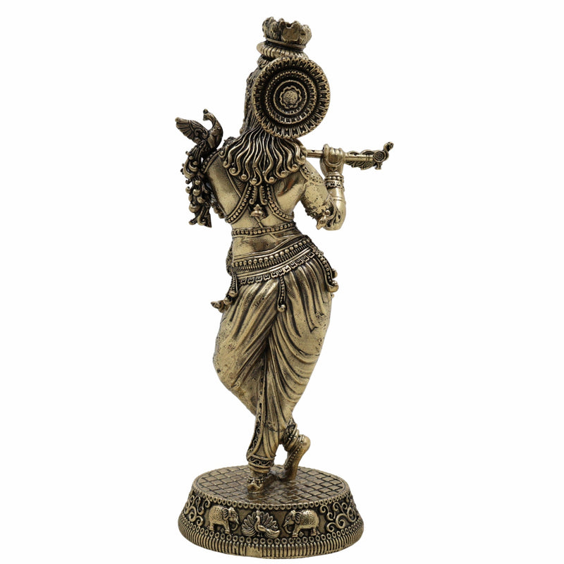 Brass Krishna Idol | Murlidhar Kanha Gopal Govinda Murti | Handmade Shree Krishna Statue for Home Temple, Janmashtami & Gift,Gold, 6.5 Inch, 1 Piece