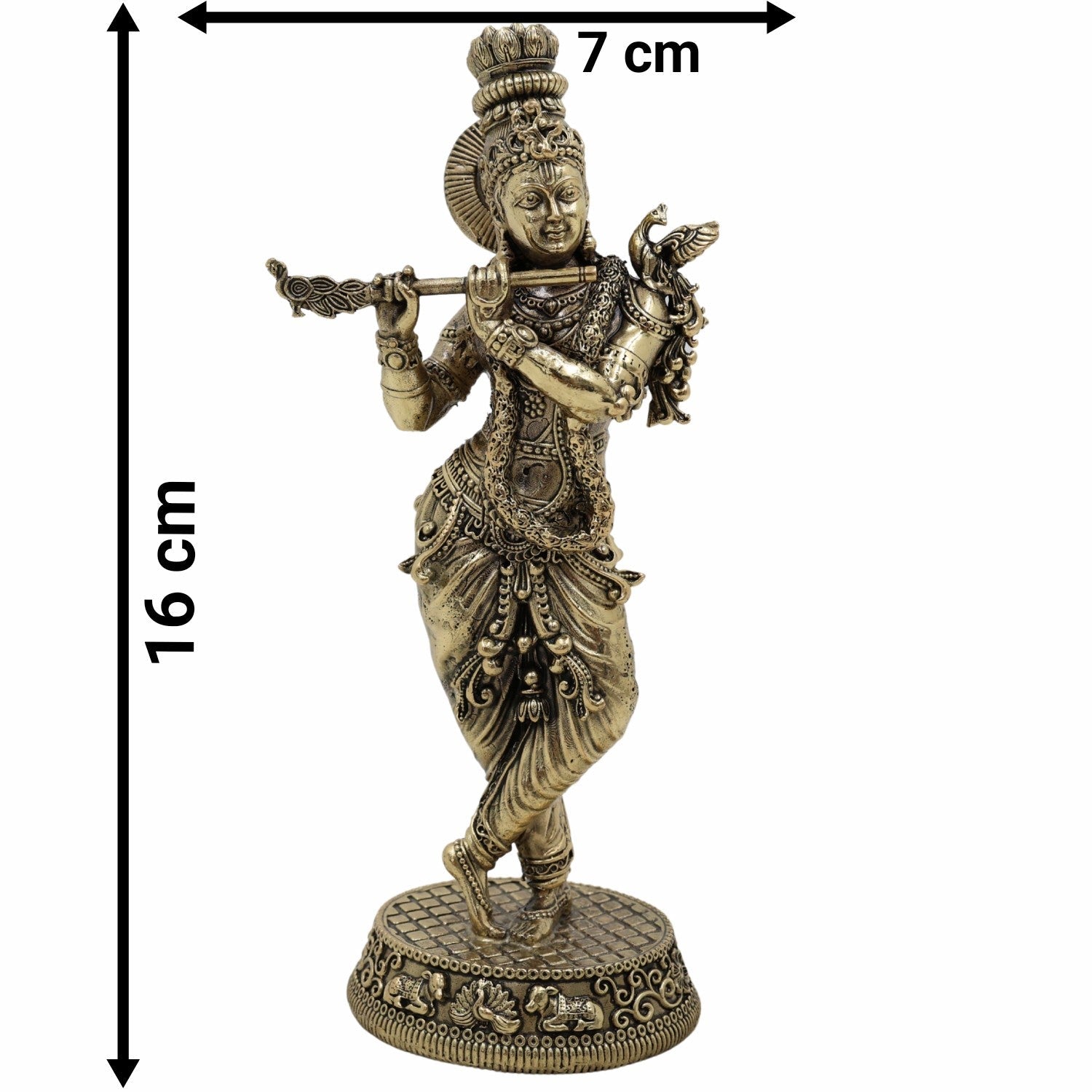 Brass Krishna Idol | Murlidhar Kanha Gopal Govinda Murti | Handmade Shree Krishna Statue for Home Temple, Janmashtami & Gift,Gold, 6.5 Inch, 1 Piece