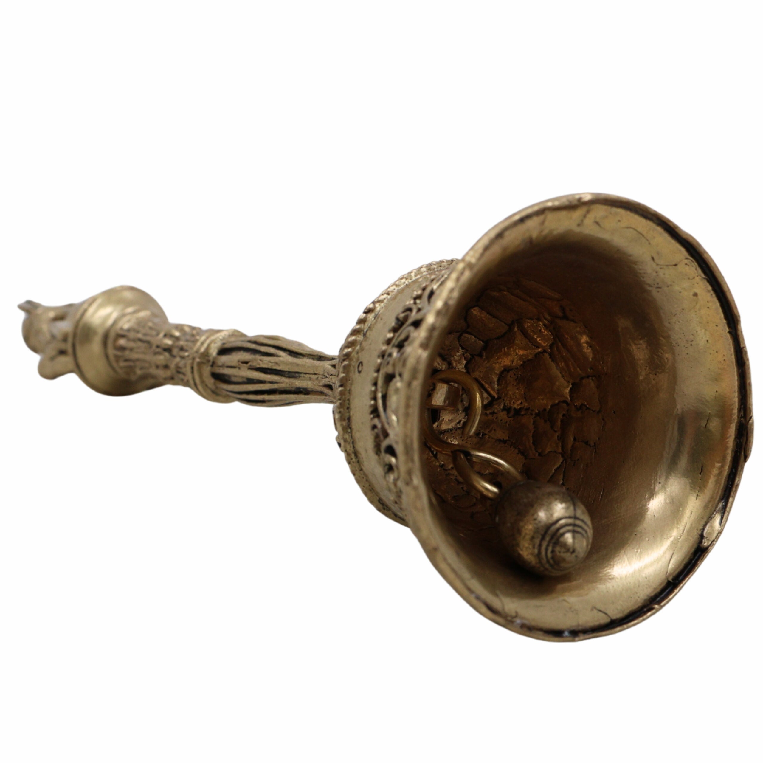 Brass Hanuman Ghanti, Bajrangbali Temple Bell, Peetal Hanuman Ghante for Pooja, Mandir & Home Decor, Gold, 5.5 Inch, 1 Piece