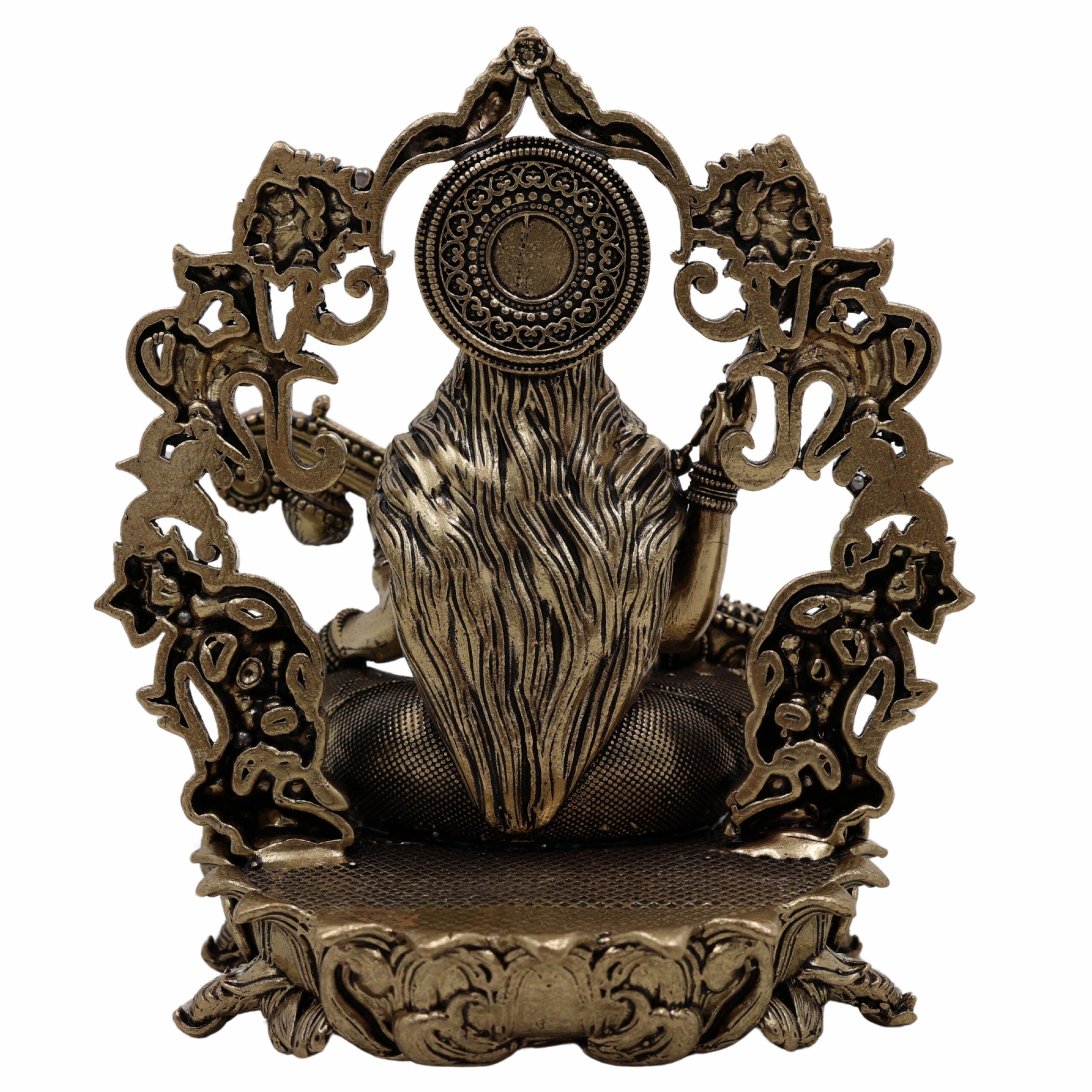 Brass Saraswati Idol, Veena Vadini, Sharada, Vagdevi, Maa Saraswati Murti for Pooja, Study Room, Vasant Panchami & Home Decor,Gold, 4.5 Inch, 1 Piece