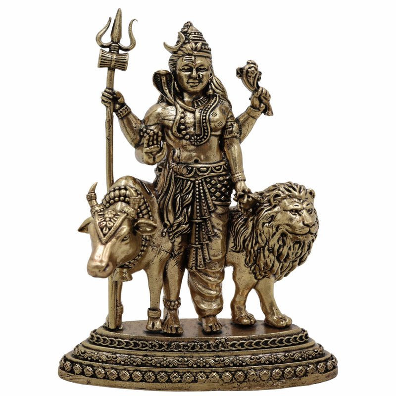 Brass Ardhanarishvara Idol – Shiva Parvati Murti | Ardhanari Arthanari Pital Statue for Home Temple, Puja & Gifts,Gold, 4.5 Inch, 1 Piece
