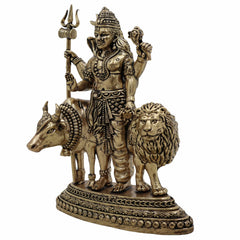 Brass Ardhanarishvara Idol – Shiva Parvati Murti | Ardhanari Arthanari Pital Statue for Home Temple, Puja & Gifts,Gold, 4.5 Inch, 1 Piece