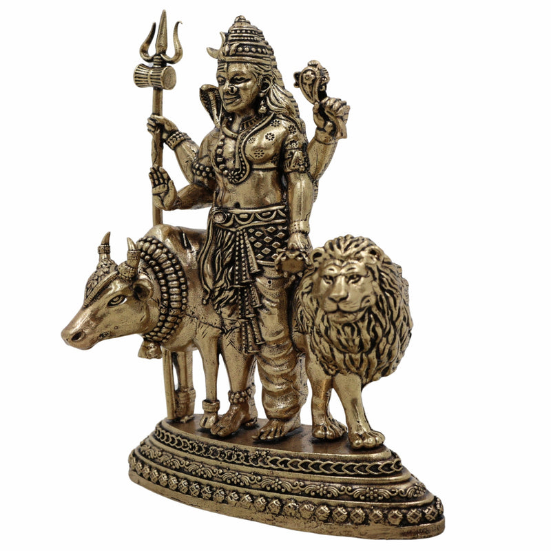 Brass Ardhanarishvara Idol – Shiva Parvati Murti | Ardhanari Arthanari Pital Statue for Home Temple, Puja & Gifts,Gold, 4.5 Inch, 1 Piece