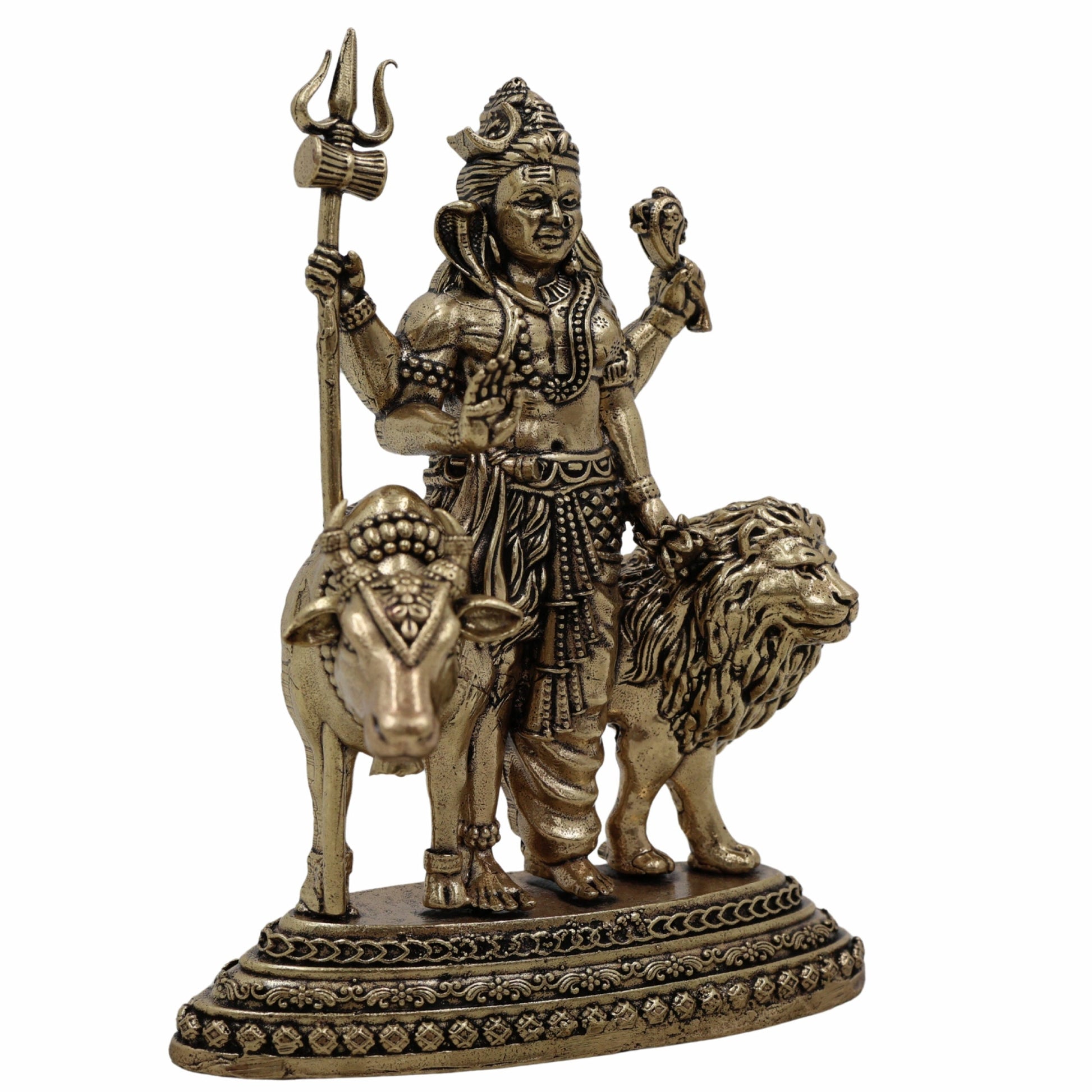 Brass Ardhanarishvara Idol – Shiva Parvati Murti | Ardhanari Arthanari Pital Statue for Home Temple, Puja & Gifts,Gold, 4.5 Inch, 1 Piece