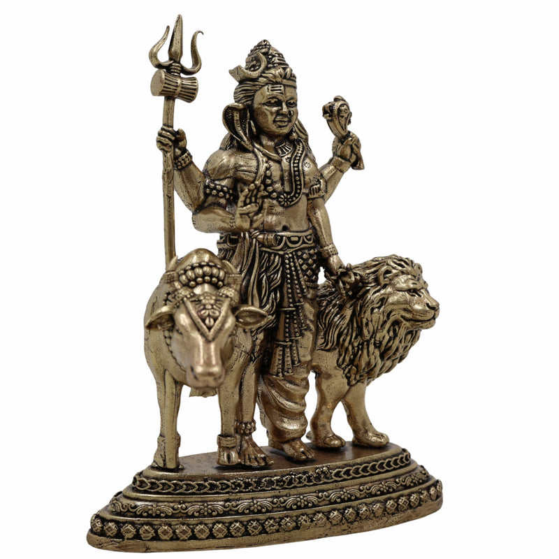 Brass Ardhanarishvara Idol – Shiva Parvati Murti | Ardhanari Arthanari Pital Statue for Home Temple, Puja & Gifts,Gold, 4.5 Inch, 1 Piece