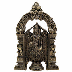 Brass Tirupati Balaji Idol | Venkateswara Govinda Srinivasa Statue | Handcrafted Pital Murti for Home Temple & Puja Decor,Gold, 6 Inch, 1 Piece