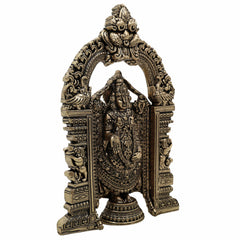 Brass Tirupati Balaji Idol | Venkateswara Govinda Srinivasa Statue | Handcrafted Pital Murti for Home Temple & Puja Decor,Gold, 6 Inch, 1 Piece