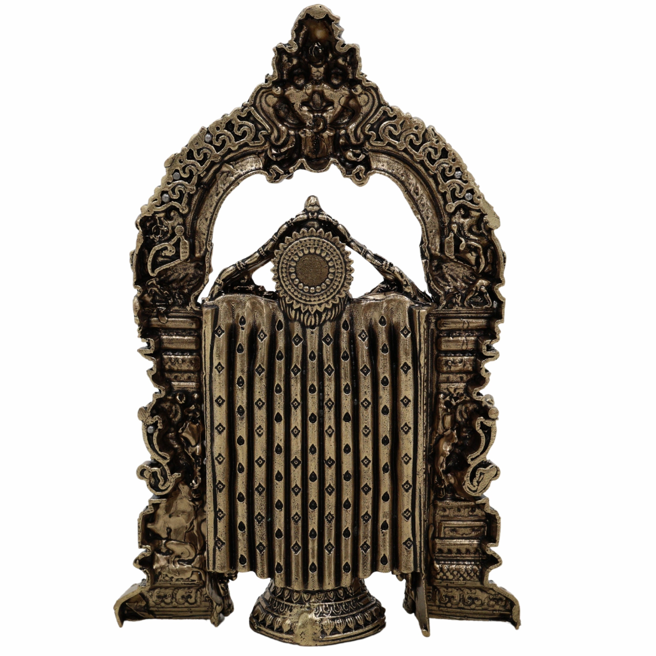 Brass Tirupati Balaji Idol | Venkateswara Govinda Srinivasa Statue | Handcrafted Pital Murti for Home Temple & Puja Decor,Gold, 6 Inch, 1 Piece