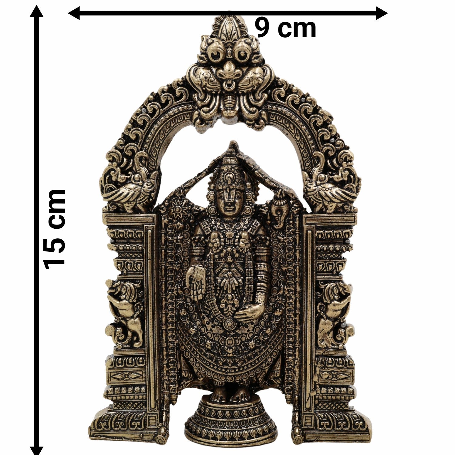 Brass Tirupati Balaji Idol | Venkateswara Govinda Srinivasa Statue | Handcrafted Pital Murti for Home Temple & Puja Decor,Gold, 6 Inch, 1 Piece