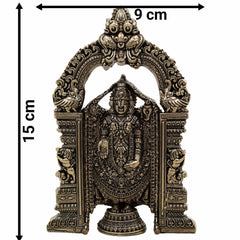 Brass Tirupati Balaji Idol | Venkateswara Govinda Srinivasa Statue | Handcrafted Pital Murti for Home Temple & Puja Decor,Gold, 6 Inch, 1 Piece