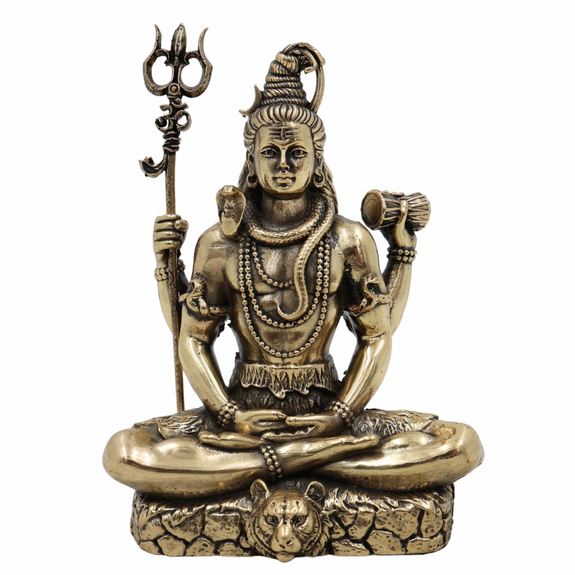 Brass Shiva Idol for Puja – Handcrafted Mahadev Murti | Bholenath, Shankar, Nataraja, Adiyogi, Rudra Statue for Home Decor, Temple & Gift,Gold, 4.5 Inch, 1 Piece
